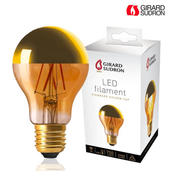 Ampoule à filament LED E27 6W Standard Calotte Dorée Dimmable Girard Sudron