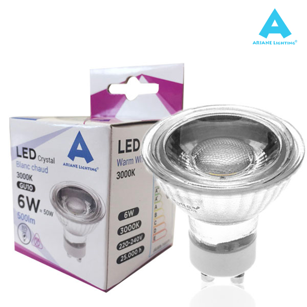 Pack 10 Ampoules LED Crystal GU10 6W 500lm 3000K Ariane