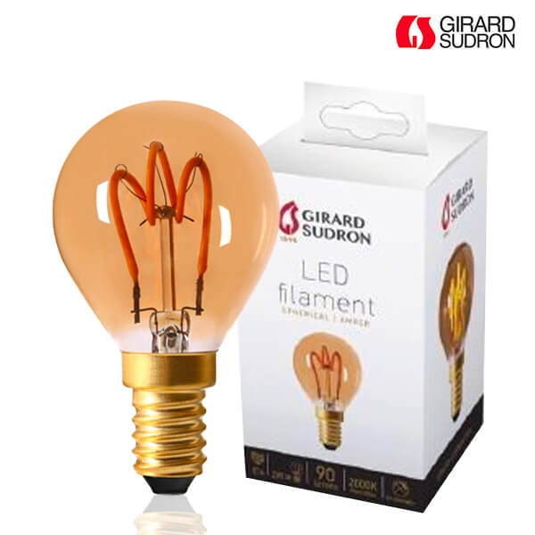Ampoule LED à Filament E14 2W Sphérique LOOPS Ambrée Girard Sudron