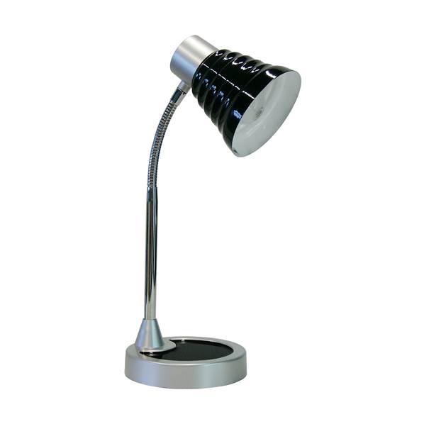 Lampe de bureau moderne en métal et PVC noir avec abat-jour ajustable - LEONARDO