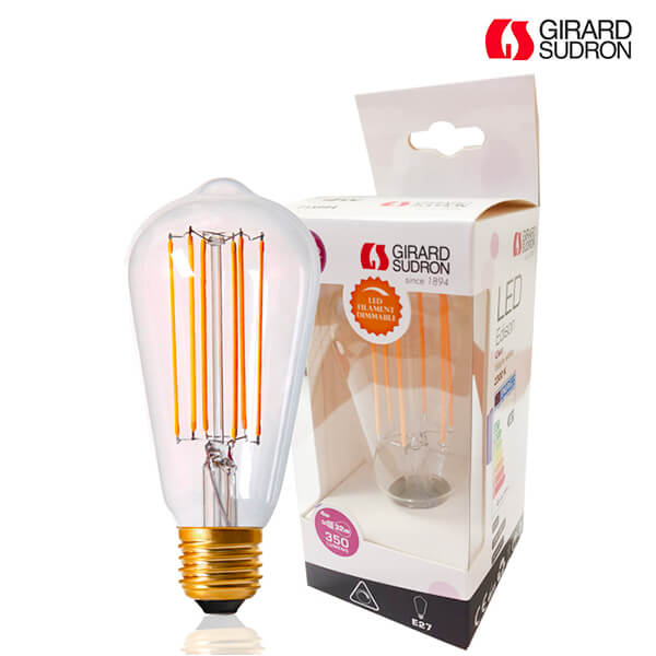 Ampoule Edison à filament LED Droit D64mm 4W E27 2300K Claire Girard Sudron