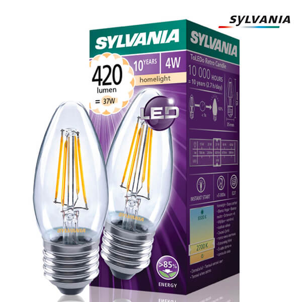 Ampoule LED à filament ToLEDo Retro E27 4W flamme Claire Sylvania