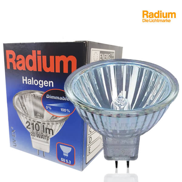 Ampoule halogène dichroïque GU5.3 12V 20W 36° 4000H Radium