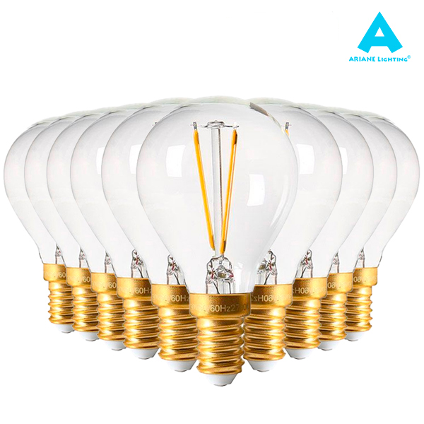 Pack 10 Ampoules LED à filament E14 4W 470lm Sphérique Claire Ariane