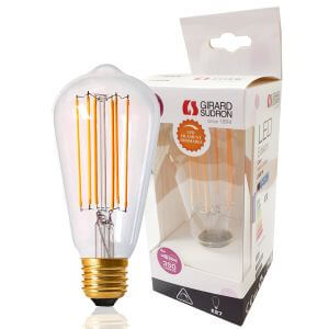 Ampoule Edison à filament LED Droit D64mm 4W E27 2300K Claire Girard Sudron