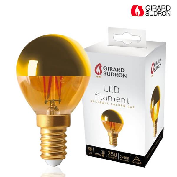 Ampoule à filament LED E14 4W Sphérique Calotte Dorée Dimmable Girard Sudron
