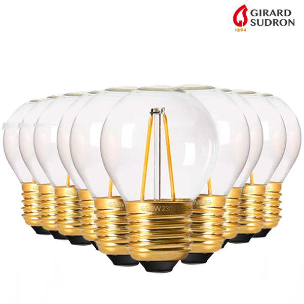 Pack de 10 Ampoules LED à filament E27 3W sphérique claire Girard Sudron