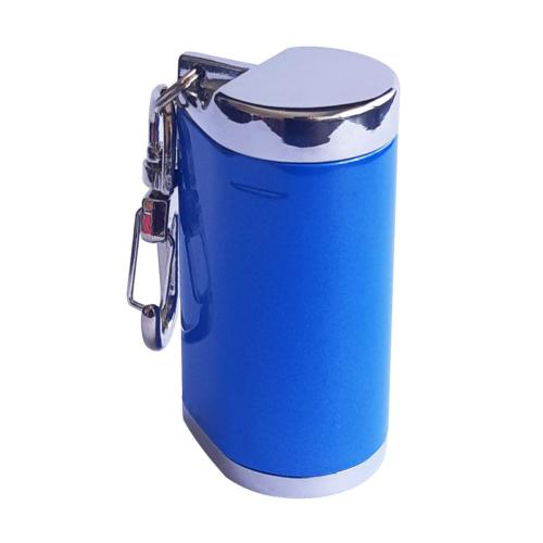 Pack de 5 Cendriers de poche ronds  aluminium bleu laqué avec mousqueton