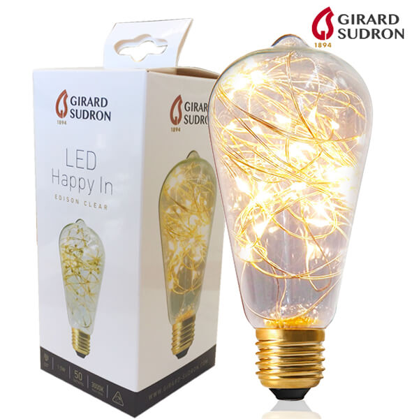 Ampoule LED E27 1.5W Edison Happy ln Claire 3000K D64mm Girard Sudron
