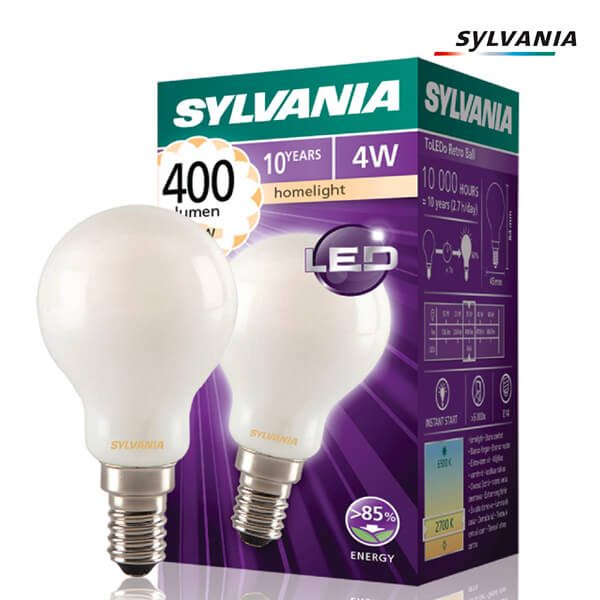 Ampoule LED à filament ToLEDo Retro E14 4W Sphérique Satinée Sylvania