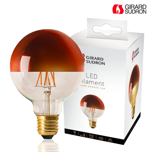 Globe à filament LED E27 8W D95 Calotte bronze Dimmable Girard Sudron