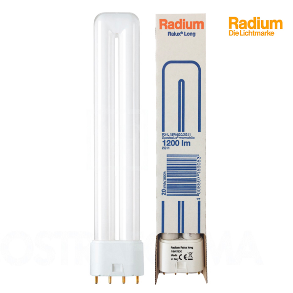 Ampoule fluocompacte Ralux Long 2G11 18W 3000K Radium