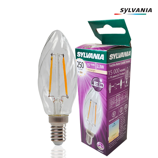 Ampoule LED à filament ToLEDo Retro E14 2.3W Flamme Torsadée 2700K Sylvania