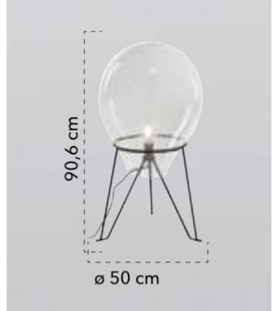 Lampe à poser AZUMA L-52 en verre transparent 50x90,6 cm
