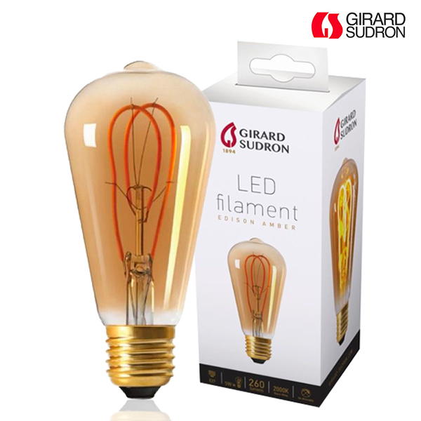 Ampoule LED à Filament E27 5W Edison LOOPS Ambrée Girard Sudron