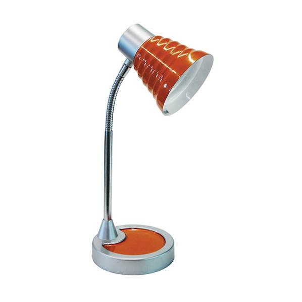 Lampe de bureau moderne en métal et PVC orange avec abat-jour ajustable - LEONARDO