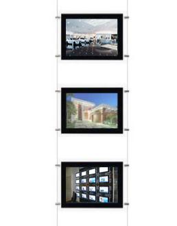 Porte Affiche  LED A4 Horizontal  pour  vitrine - 3 AFFICHES 