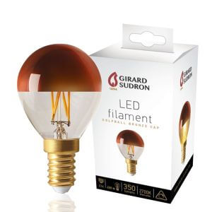 Ampoule à filament LED E14 4W Sphérique Calotte bronze Dimmable Girard Sudron