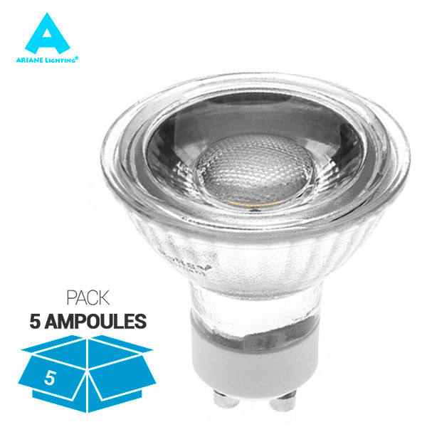 Pack 5 Ampoules LED Cristal GU10 5W 484lm 4000K 220V Ariane