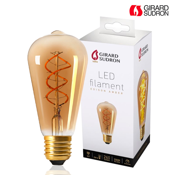 Ampoule LED à Filament E27 5W Edison TWISTED Ambrée Girard Sudron