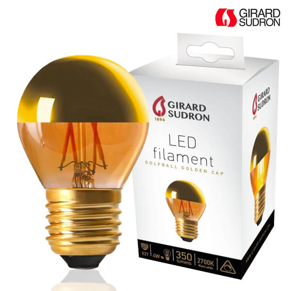 Ampoule à filament LED E27 4W Sphérique Calotte Dorée Dimmable Girard Sudron