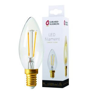 Ampoule LED à filament E14 2W flamme lisse C35 Claire Girard Sudron