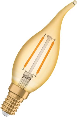 Ampoule LED à Filament E14 2,5W Flamme coup de Vent Dorée Osram
