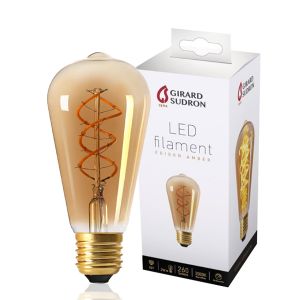 Ampoule LED à Filament E27 5W Edison TWISTED Ambrée Girard Sudron