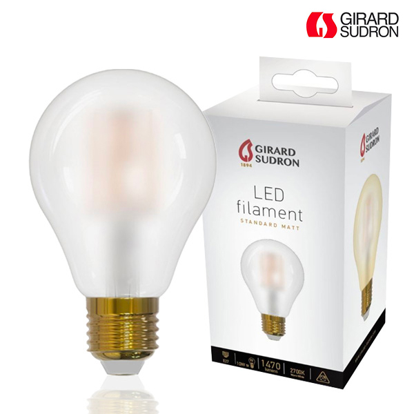 Ampoule LED à Filament E27 10W Standard A70 2700K Mat Girard Sudron
